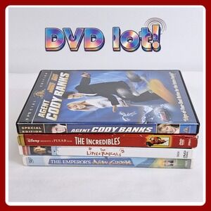 Disney Pixar DVD Lot Family Movies Incredibles Cody Banks Emperor New Groove 4PK